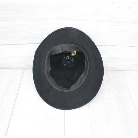 Vintage Leisure Black Felt 100% Wool Fedora Hat Made in USA Size Medium - Picture 4 of 8